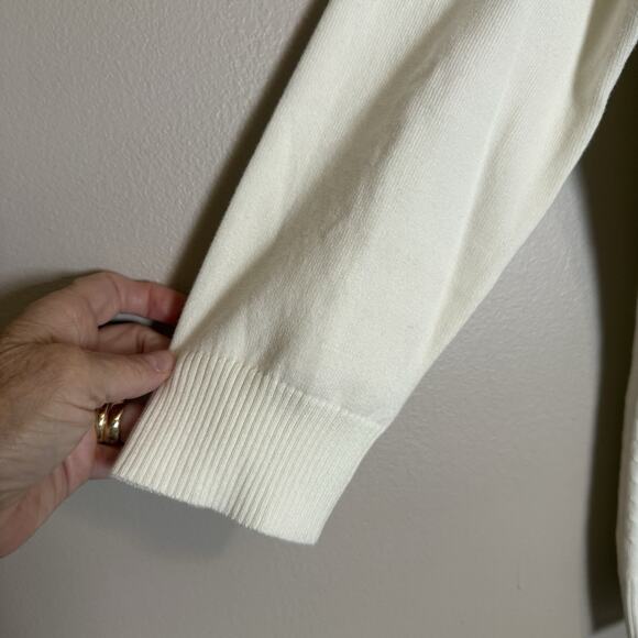 New W/Tags Lands' End Woman's 3/4 Sleeve Sweater Ivory Small Petite - Picture 5 of 7
